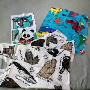 Vtg Endangered Animal Quilting Fabric Appliques Lot Save The Planet Conservation